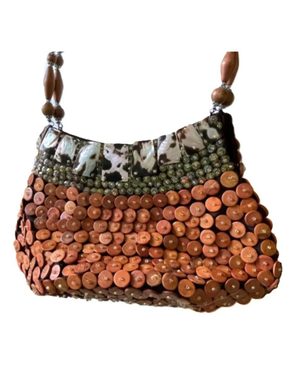 Nicole Lee Collection Beaded Shell and Button Vintage Shoulder Purse Handbag